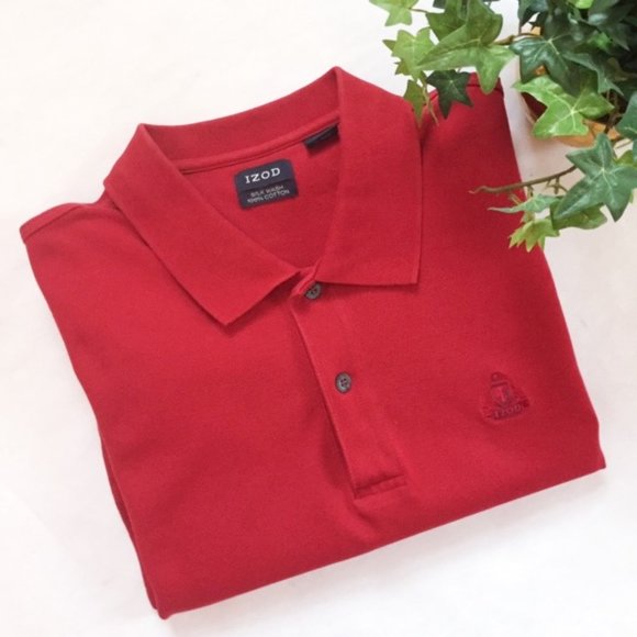 IZOD short sleeve Polo Shirt, red, size XL - Picture 3 of 6